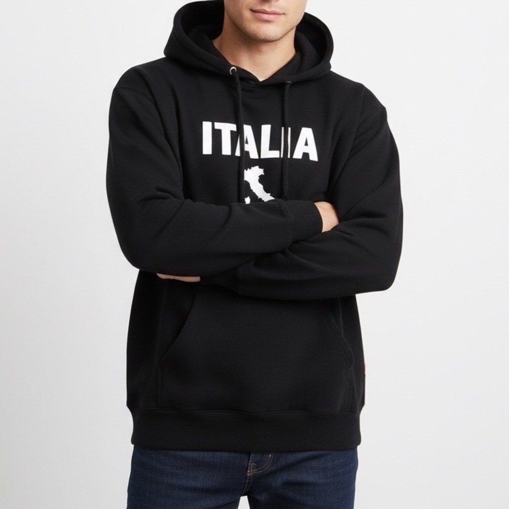 Hardcore Italians Hoodie Womens XL Black Cotton Kangaroo Pocket Long Sleeve